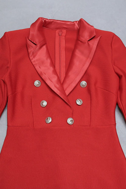 Double-Breasted Lapel Collar Blazer Dress